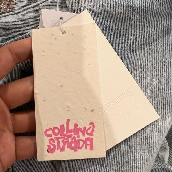 Levi's x Collina Strada Unisex Upcycled 501® Embellished Crop Jeans size 28” - Picture 12 of 13